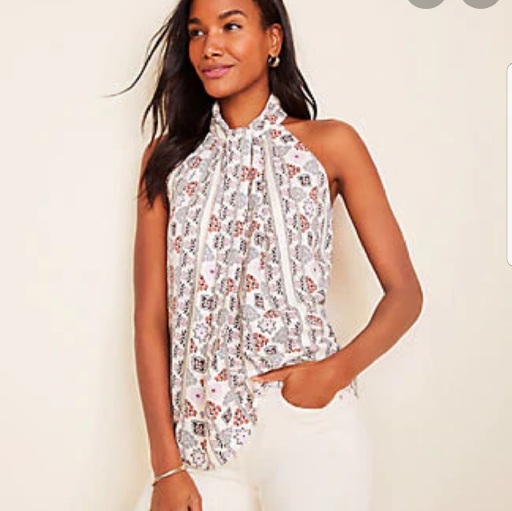 Ann Taylor Petite Floral Twist Halter Top ♥